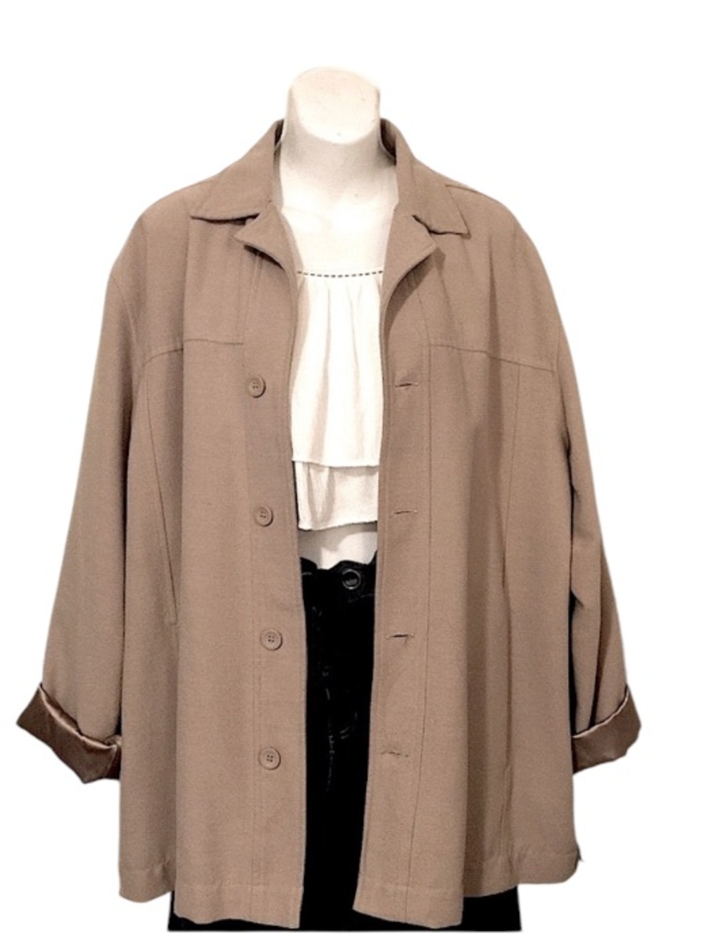 Brigata Tan Beige Micro Suede Lightweight Vintage Button Down Jacket Shacket M